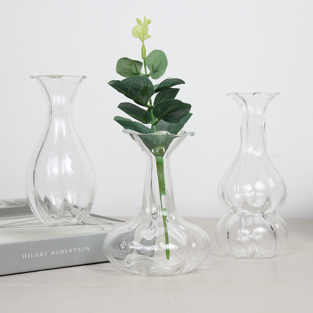 Trio of Clear Glass Bud Vases