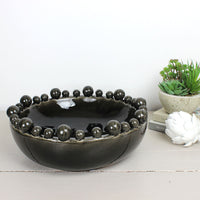 Thumbnail for Bobble Edged Charcoal Black Decorative Bowl