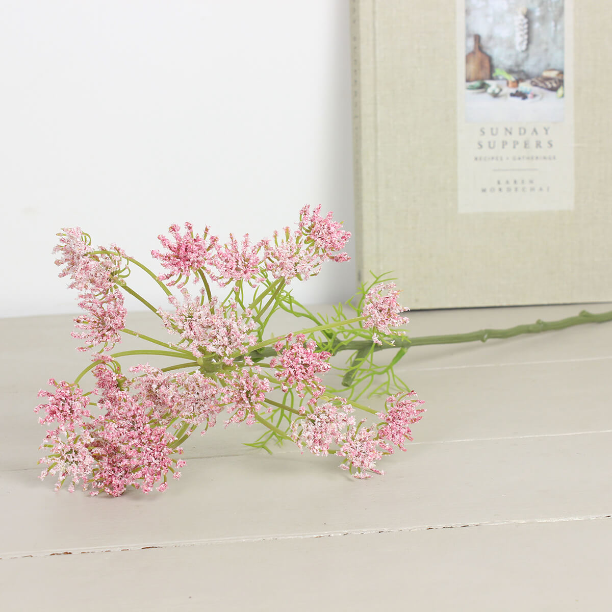Faux Pink Queen Annes Lace Stem