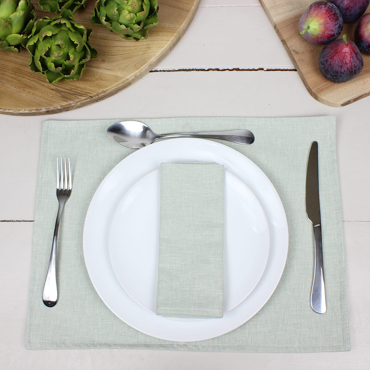 Linen Look Eggshell Fabric Placemat