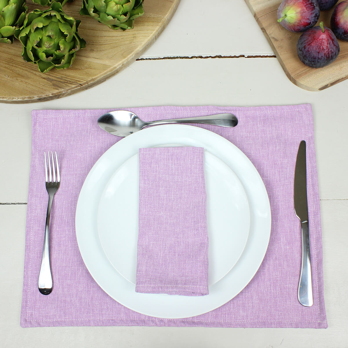 Linen Look Lilac Fabric Placemat