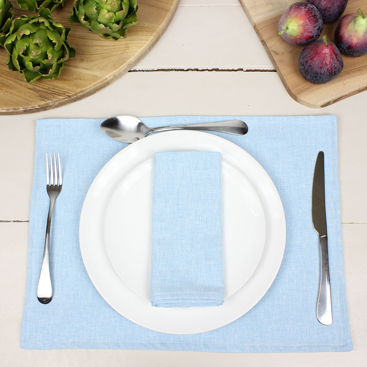 Linen Look Sky Fabric Placemat