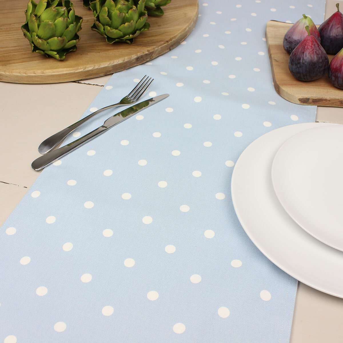 Dotty Powder Blue Table Runner