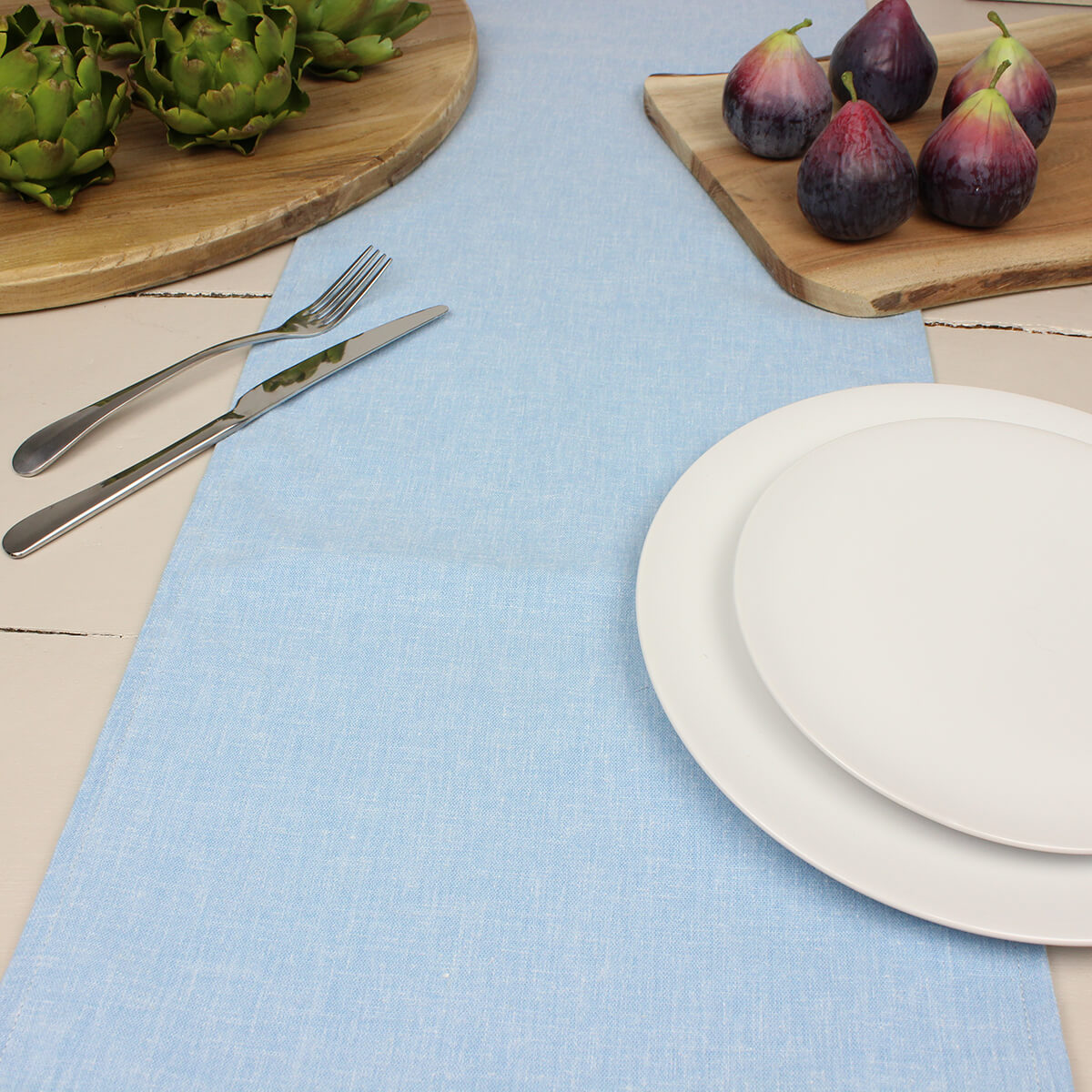 Linen Look Sky Table Runner