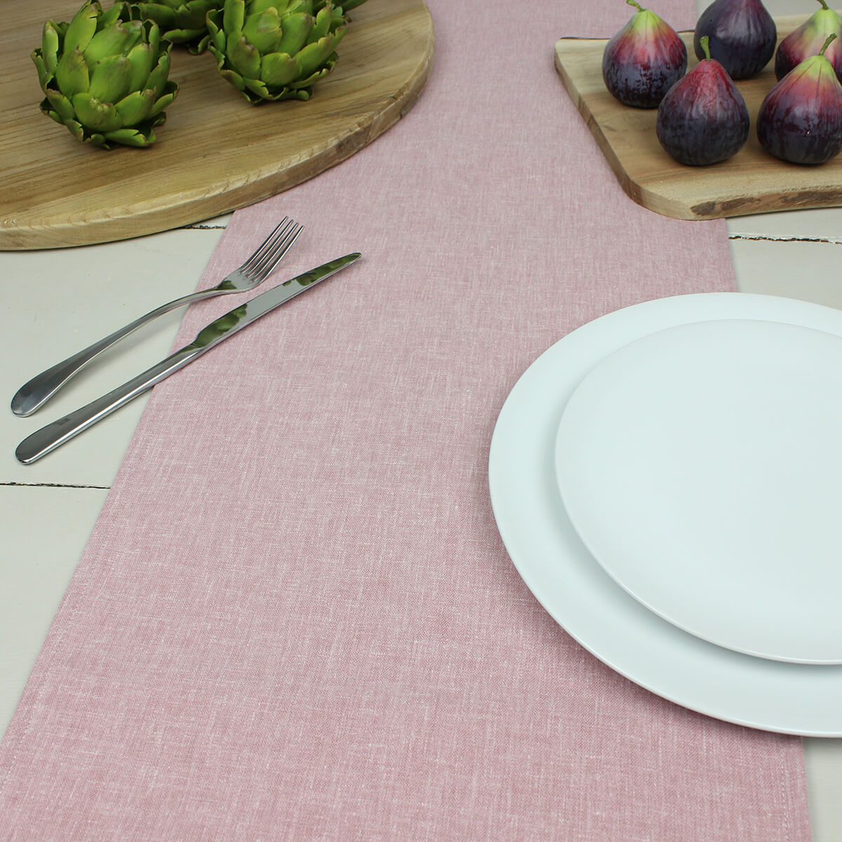 Linen Look Dusty Rose Table Runner