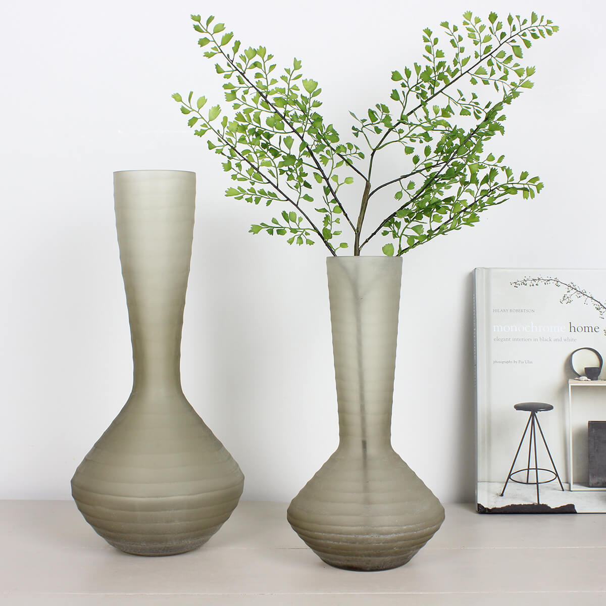 Glass Dusty Light Brown Aryan Vase - Large