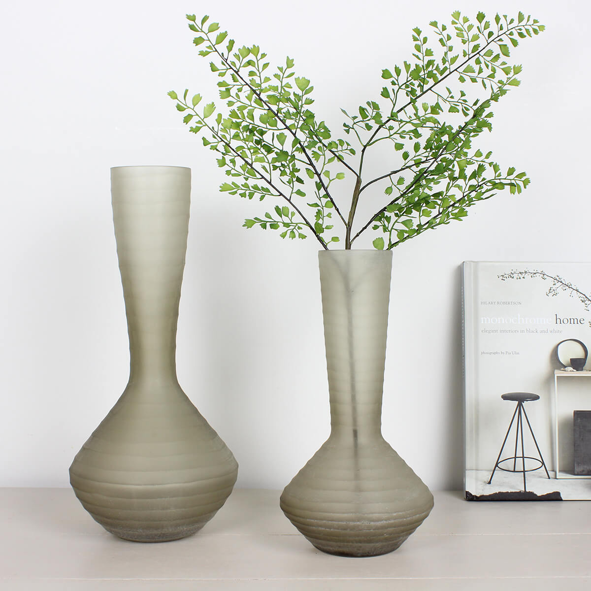 Glass Dusty Light Brown Aryan Vase - Small