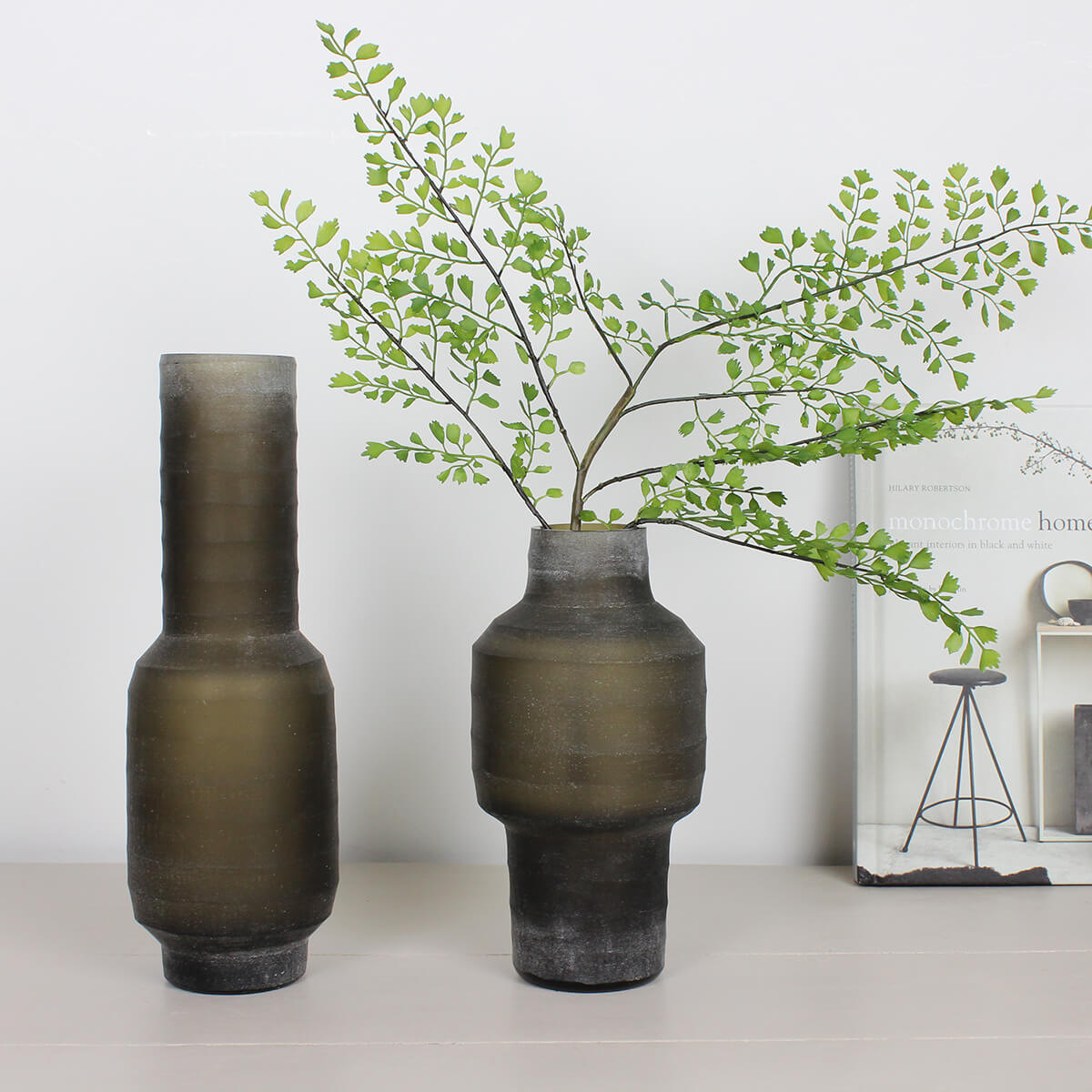 Glass Dusty Dark Brown Ayaan Vase - Medium
