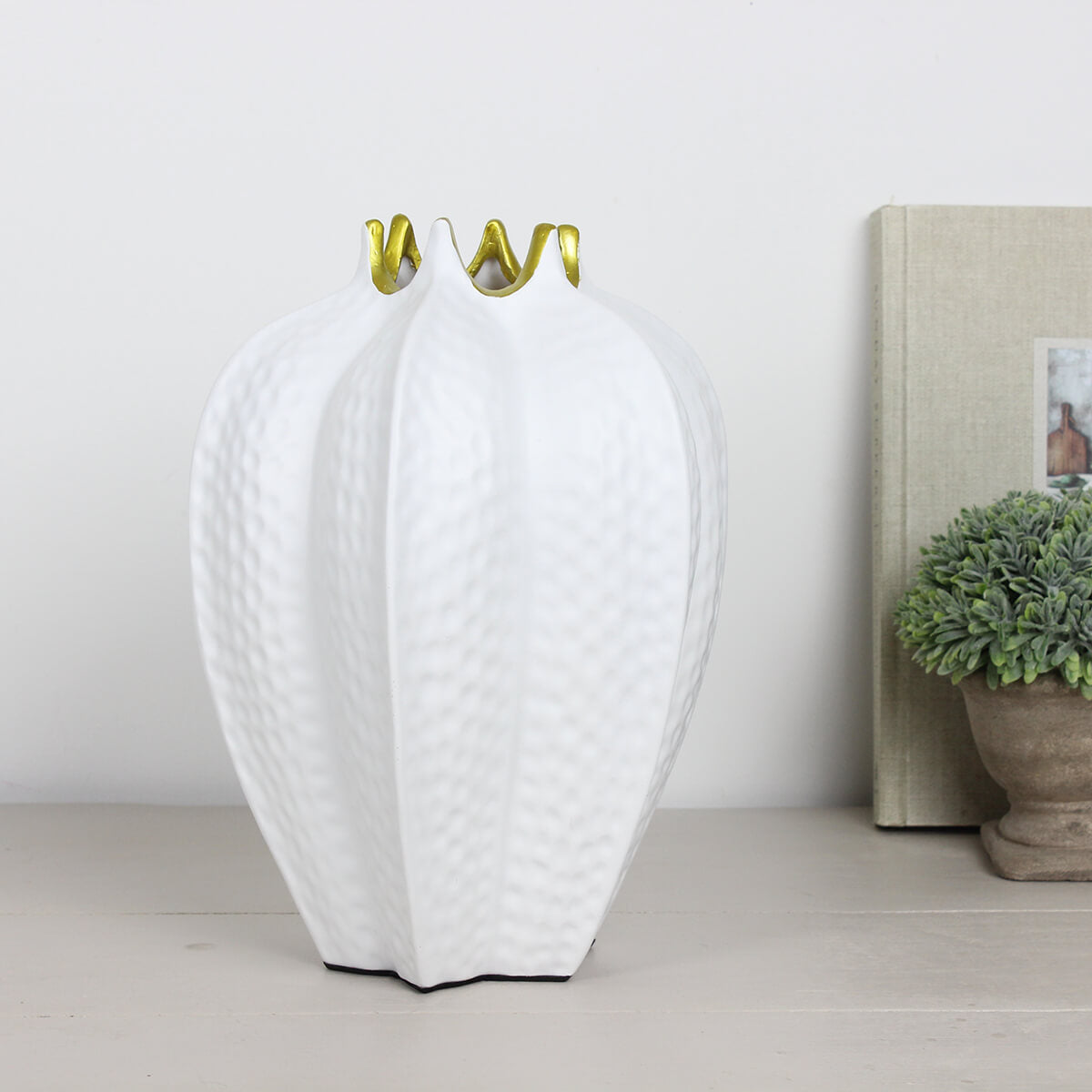 Siliqua Gold & White Vase - Tall