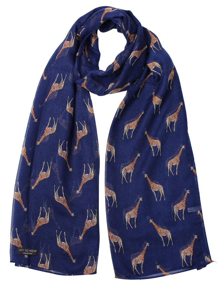 Navy Giraffe Print Fashion Scarf