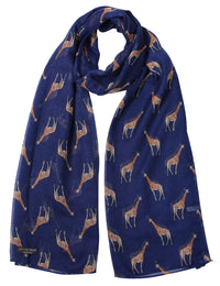 Thumbnail for Navy Giraffe Print Fashion Scarf