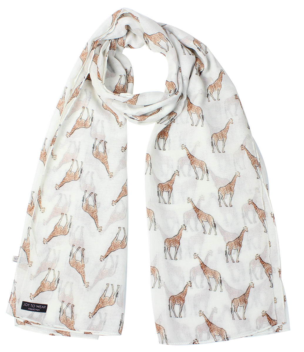 White Giraffe Print Fashion Scarf