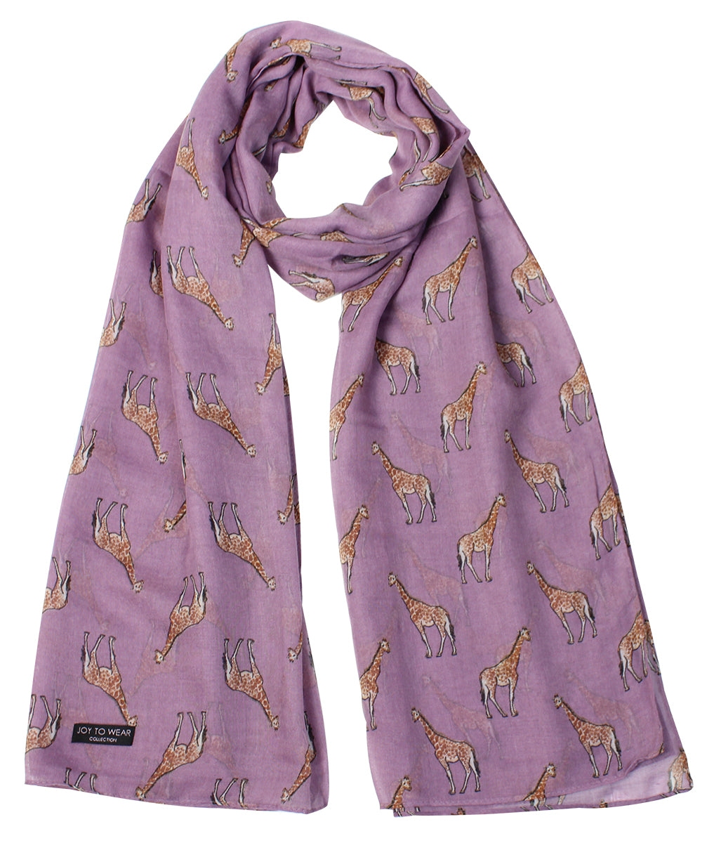 Purple Giraffe Print Fashion Scarf