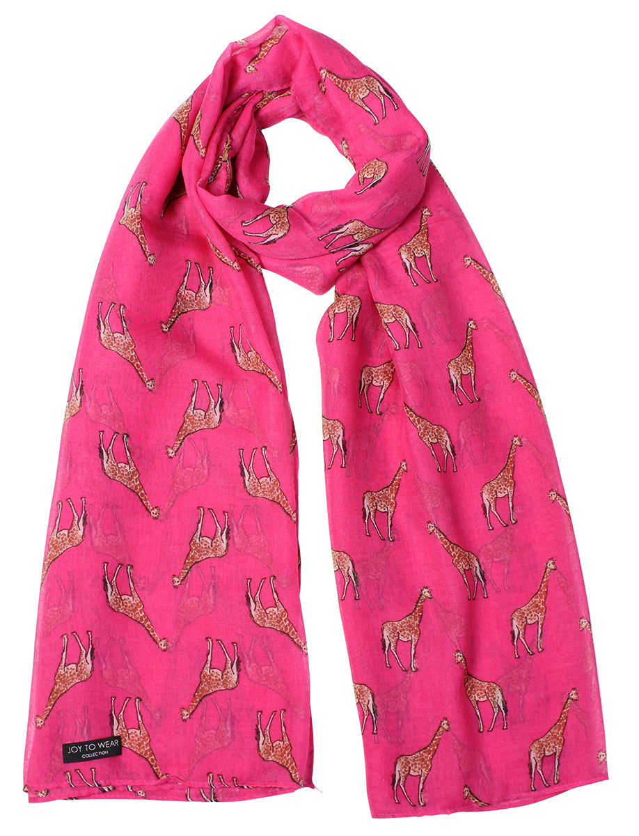 Pink Giraffe Print Fashion Scarf
