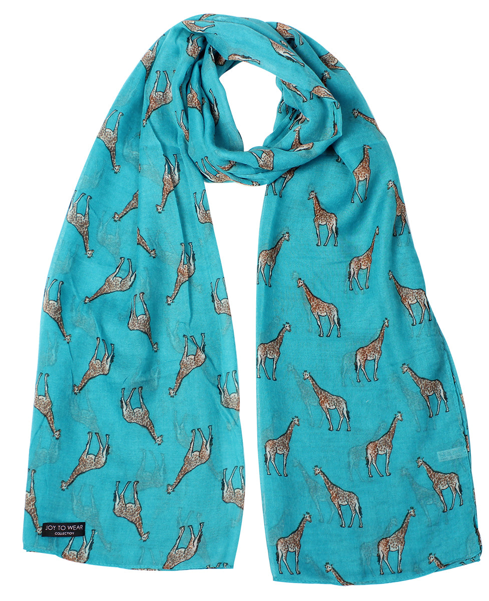 Turquoise Giraffe Print Fashion Scarf