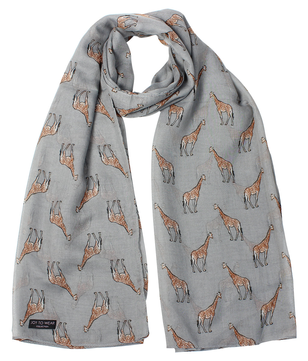 Grey Giraffe Print Fashion Scarf