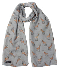 Thumbnail for Grey Giraffe Print Fashion Scarf