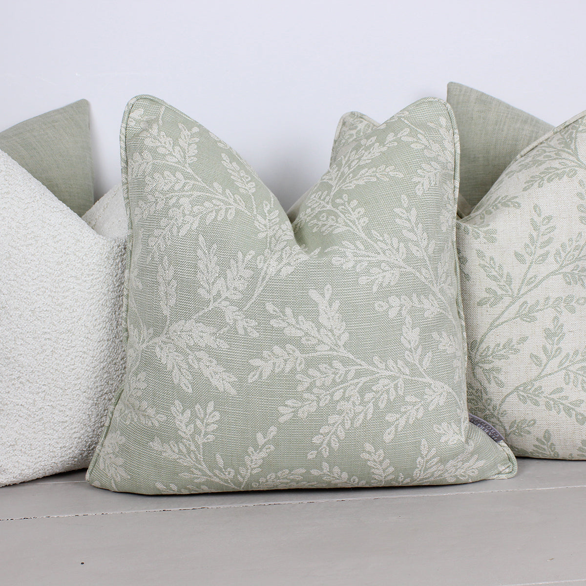 Ferndown Sage & Ivory Floral Print Cushion