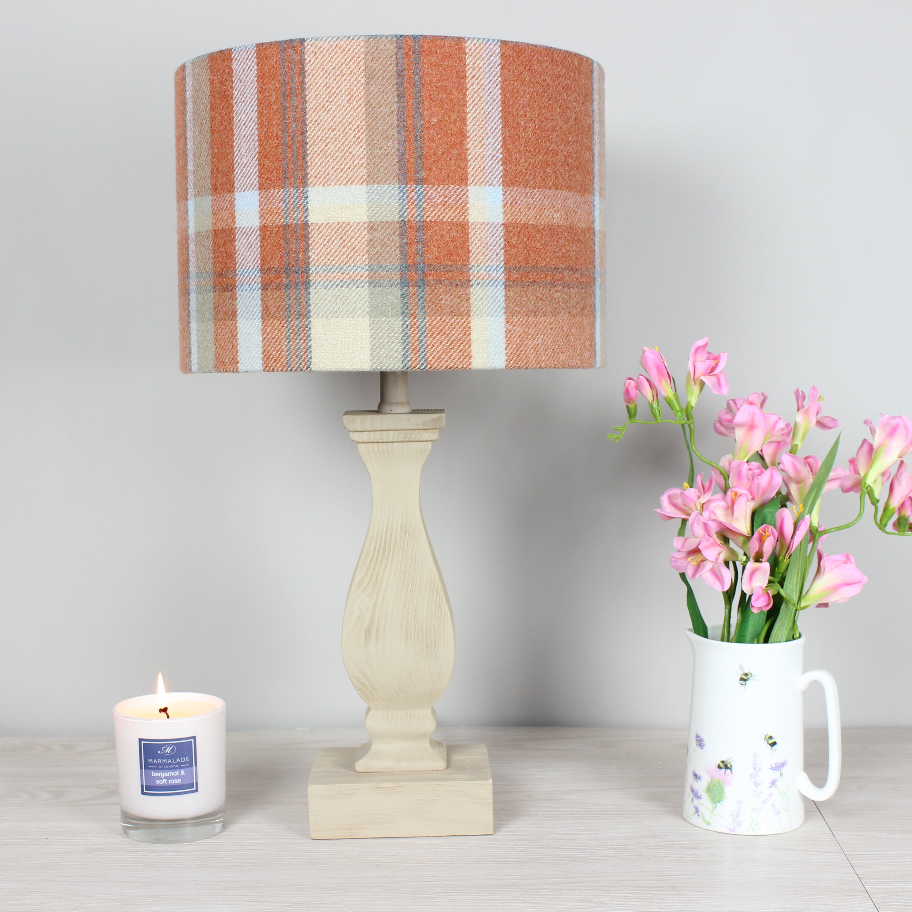 Elgin Autumn Check Drum Lampshade