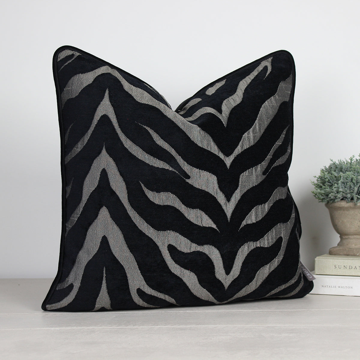 Limpopo Silver & Black Zebra Cushion