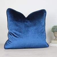 Thumbnail for Glamour Petrol Blue Velvet Piped Cushion