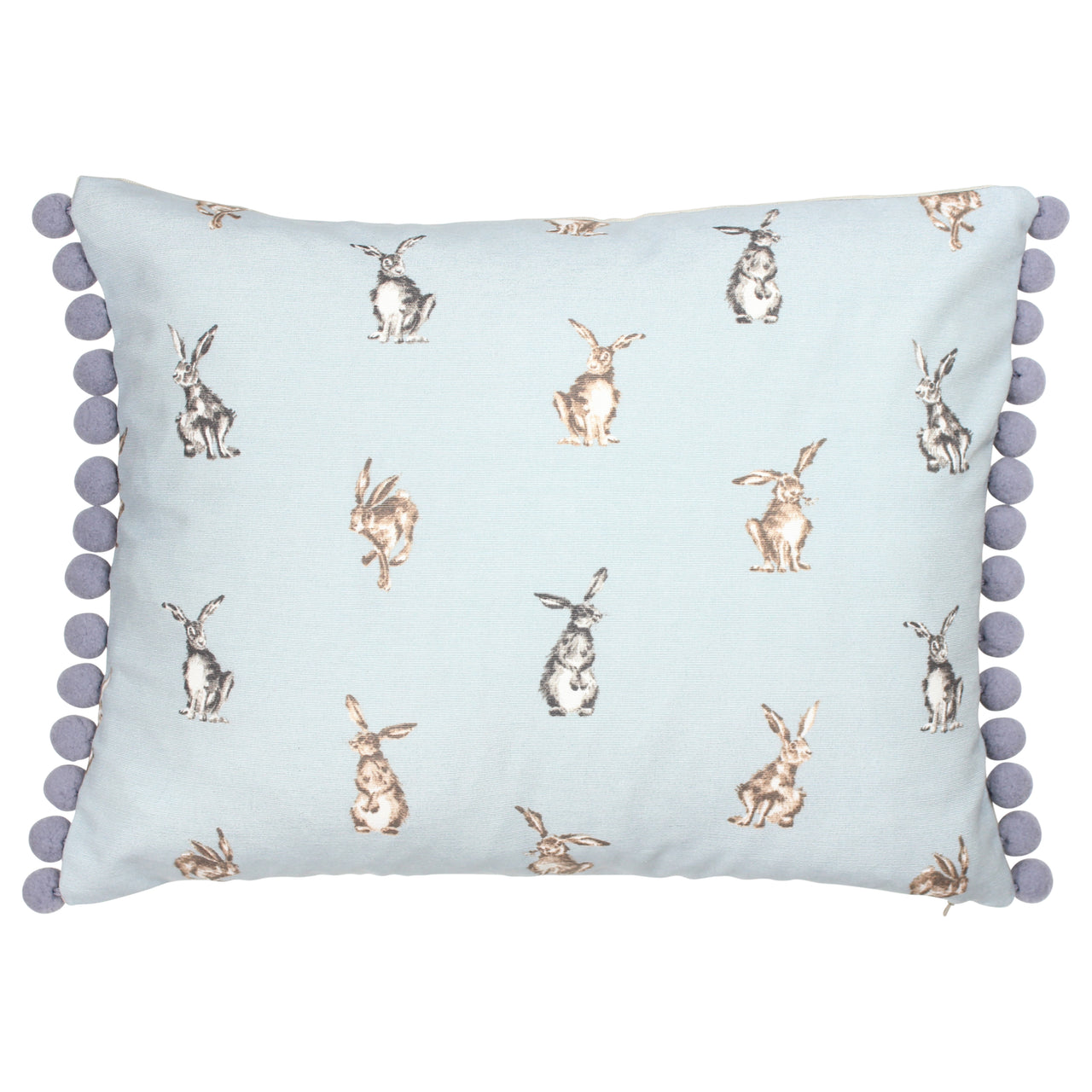 Grey Shabby Hare Pom Pom Cushion