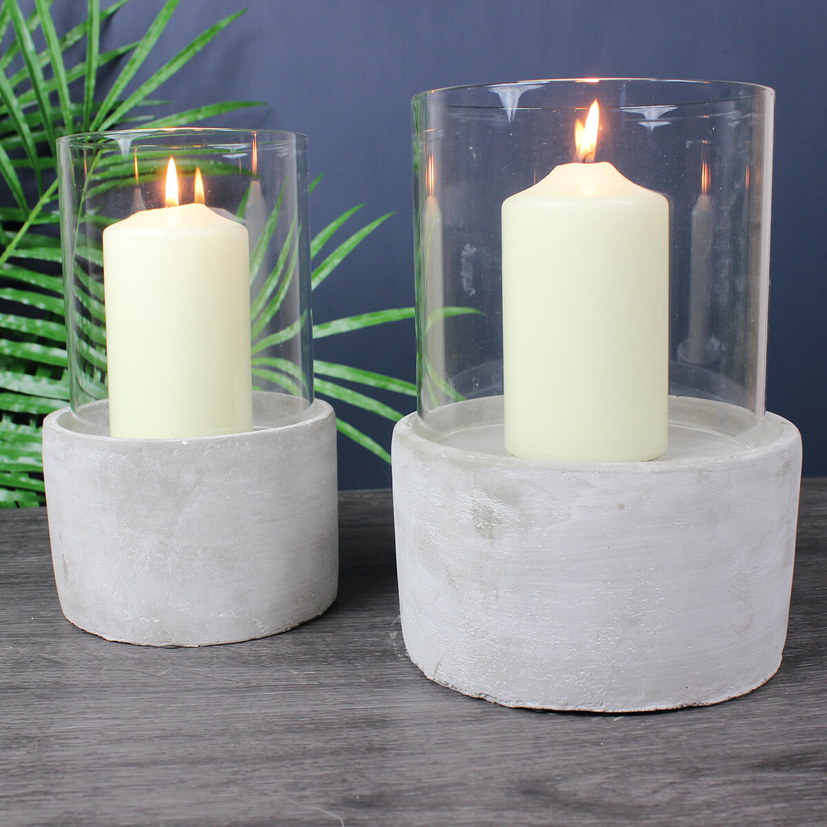 Large Glass and Cement Candleholder
