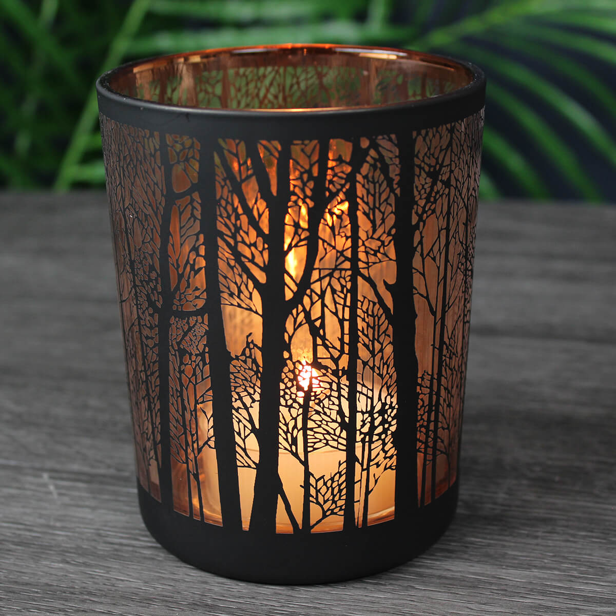 Copper Forest Tea Light Candle Holder