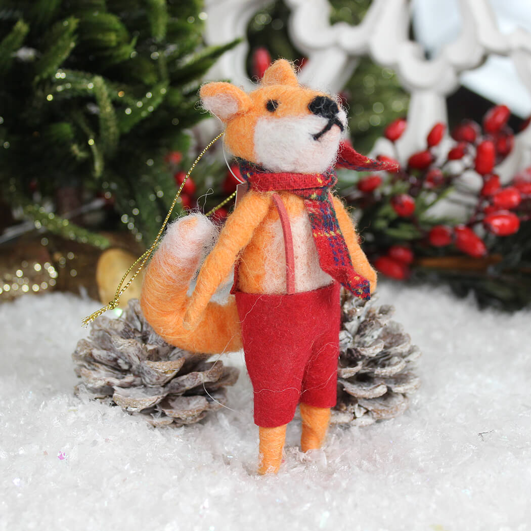 Mr Fox Wool Christmas Decoration