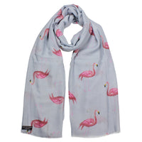 Thumbnail for Grey Watercolour Flamingo Print Fashion Scarf