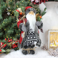 Thumbnail for Plush Standing Santa Ornament with Knitted Jumper & Fur Coat