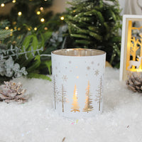 Thumbnail for Medium White and Gold Tree Light Candle Holder