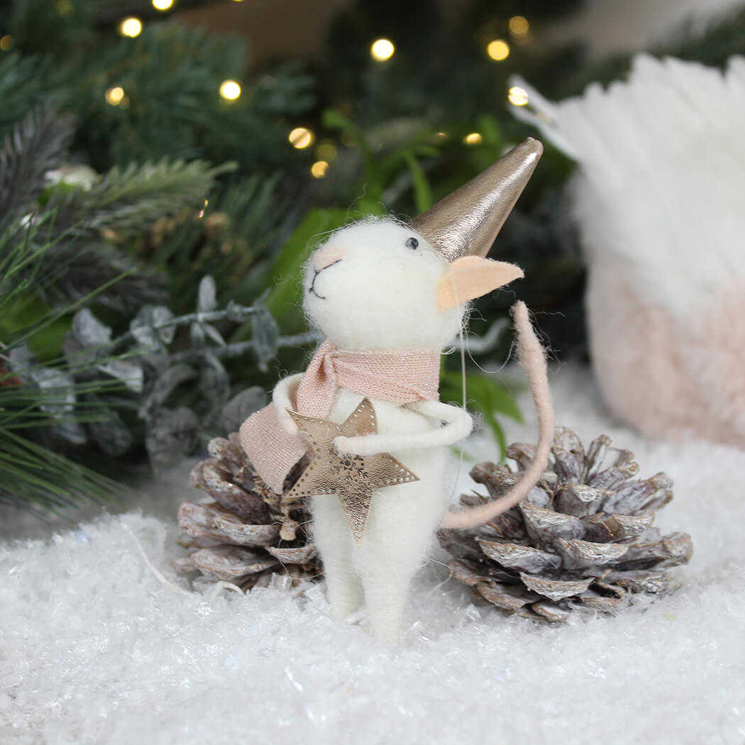 Christmas Mouse holding Star Decoration