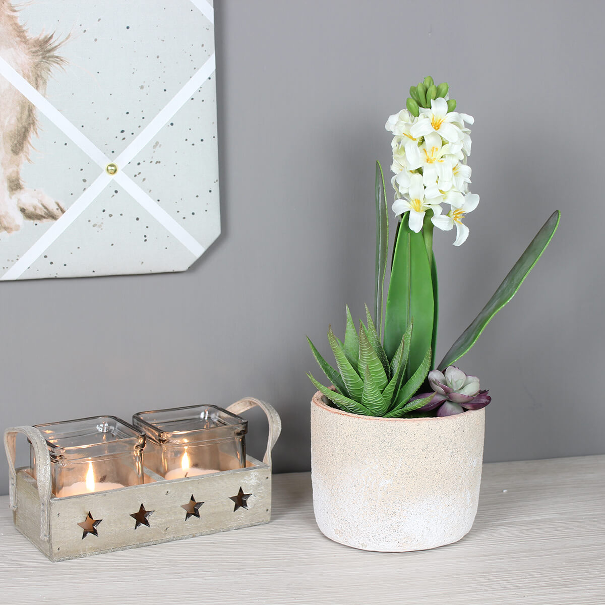 Faux Potted White Hyacinth