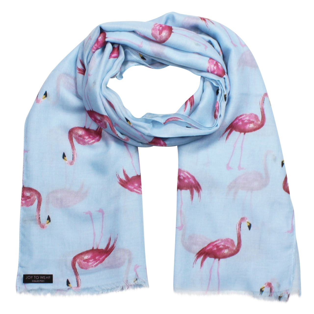 Blue Watercolour Flamingo Print Fashion Scarf