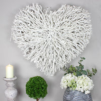 Thumbnail for Double Layer White Rustic Twig Wicker Heart