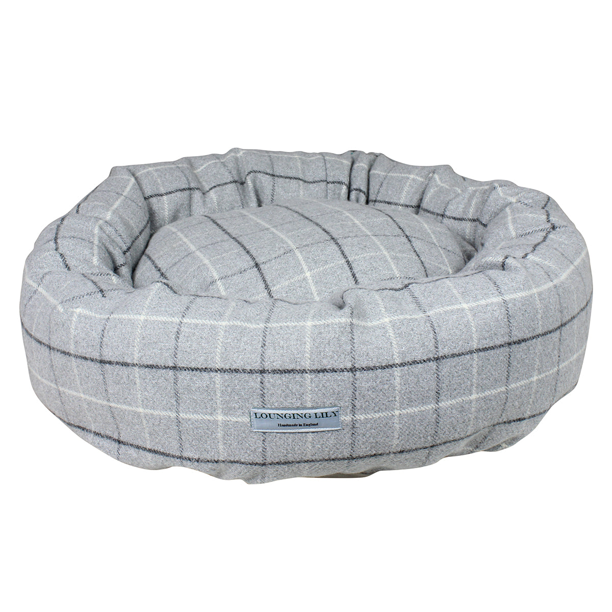 Grey Checked Donut Dog Bed
