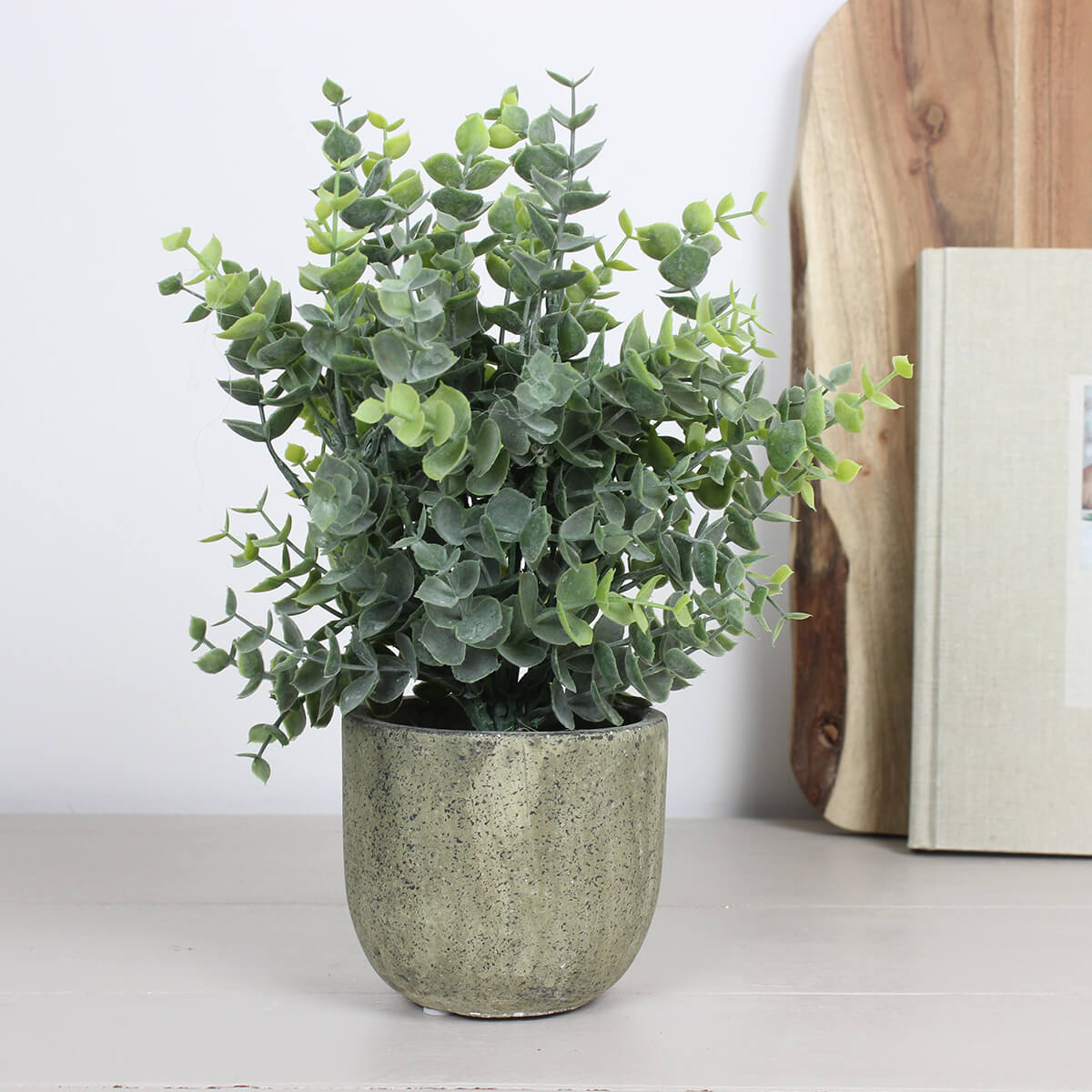 Faux Large Green Potted Eucalyptus