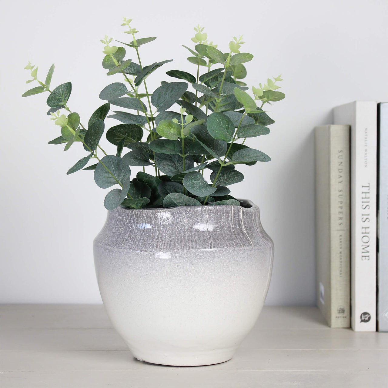 Medium Iris Grey and White Ceramic Planter