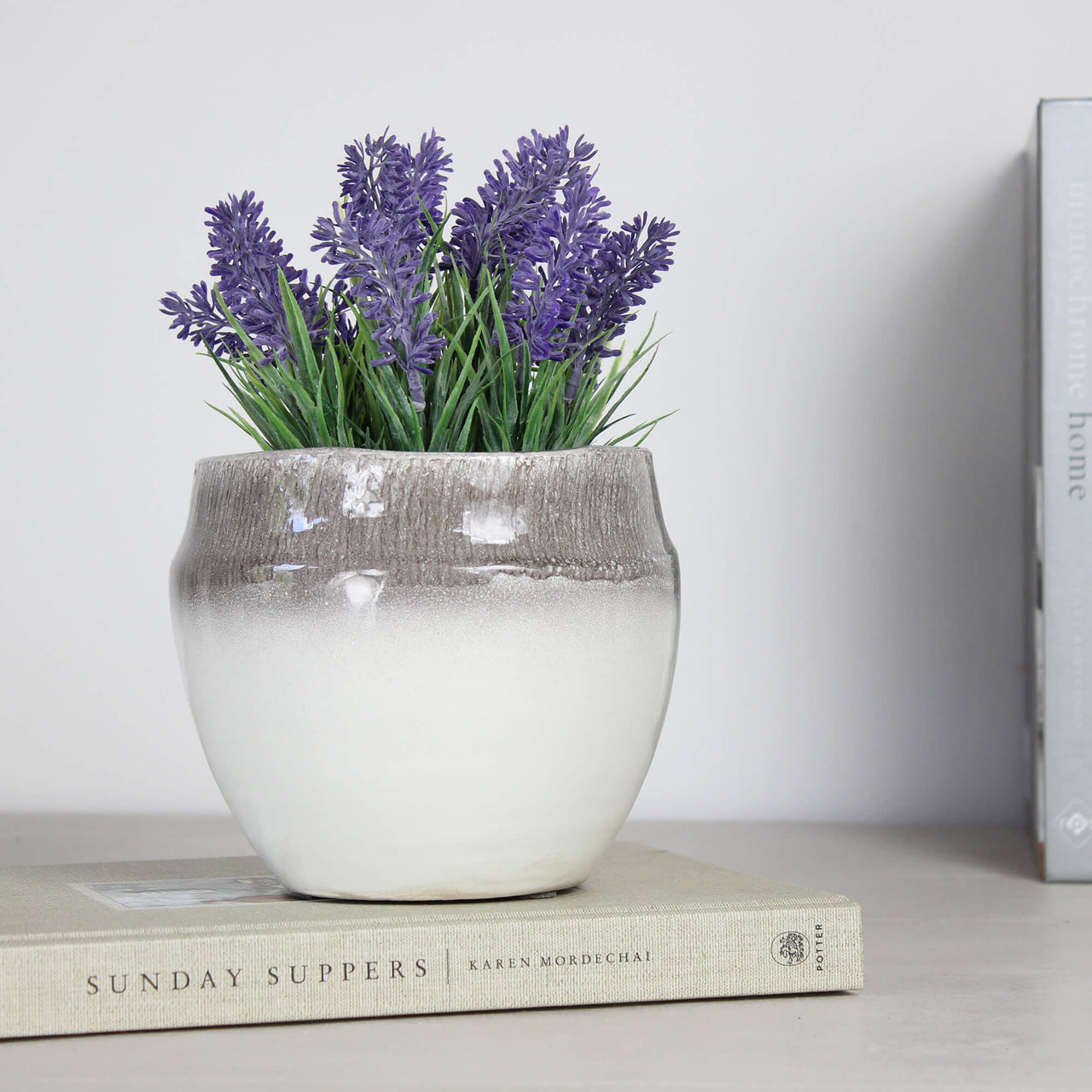 Small Iris Grey and White Ceramic Planter
