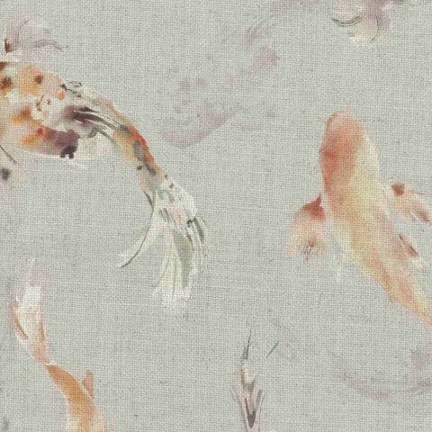 Koi Carp Amber Linen Curtains