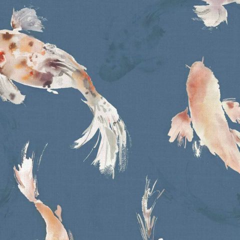 Koi Carp Cobalt Roman Blind