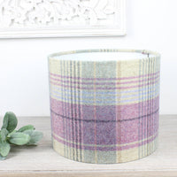 Thumbnail for Kincraig Lilac Wool Checked Drum Lampshade