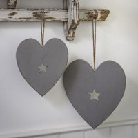 Thumbnail for Large Grey Hanging Heart with Star Detail