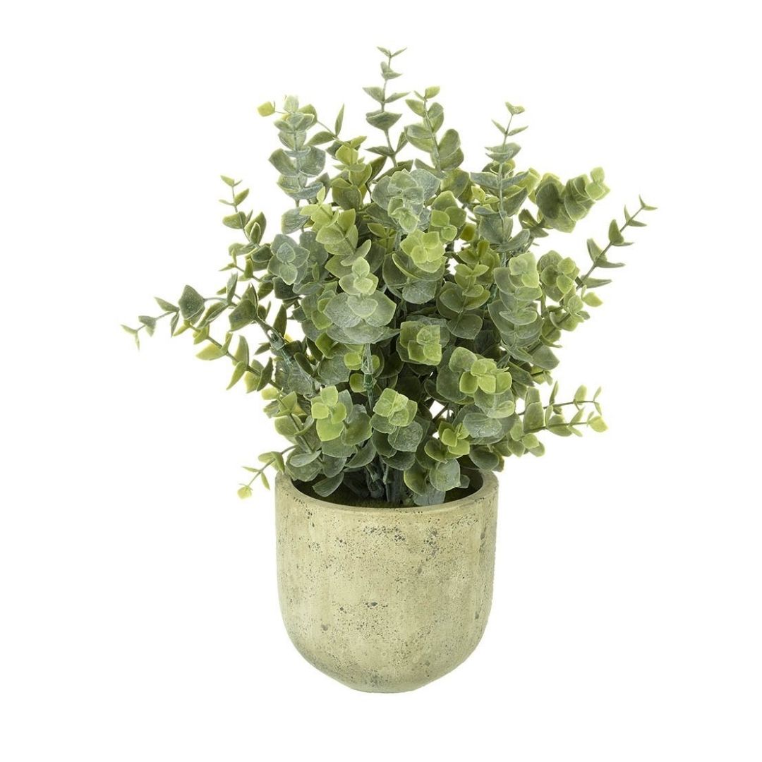 Faux Large Green Potted Eucalyptus