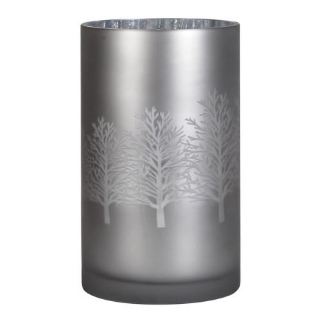 Medium Silver Trees Glass Tea Light Candle Holder