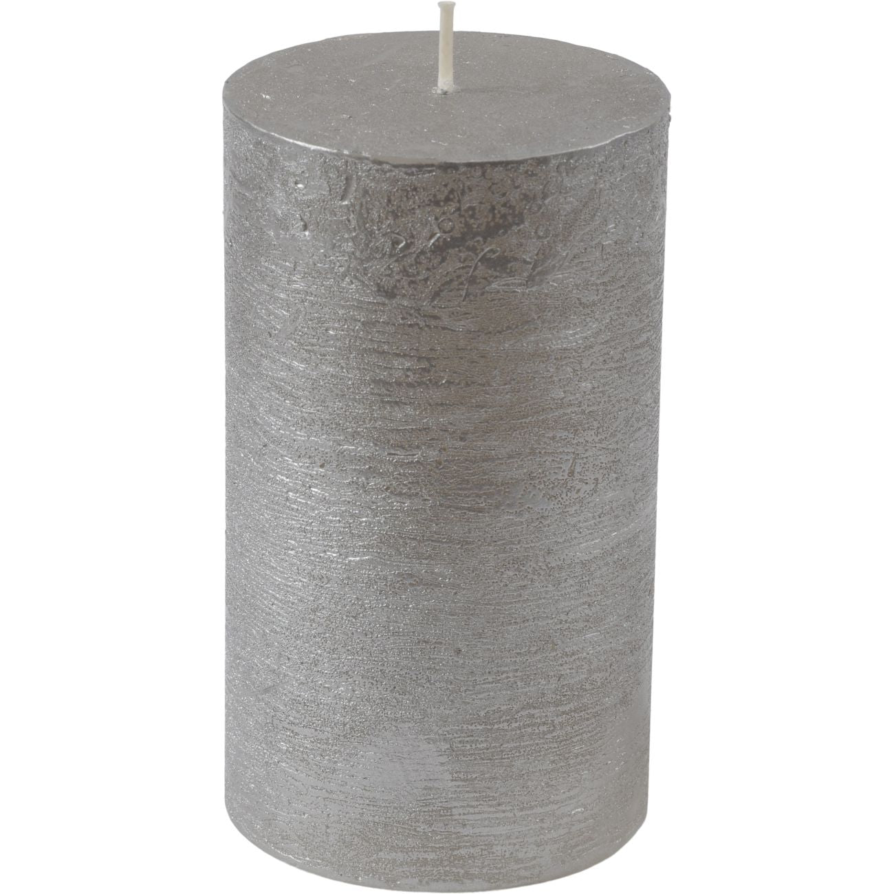 Libra Metallic Silver Pillar Candle 7x12cm