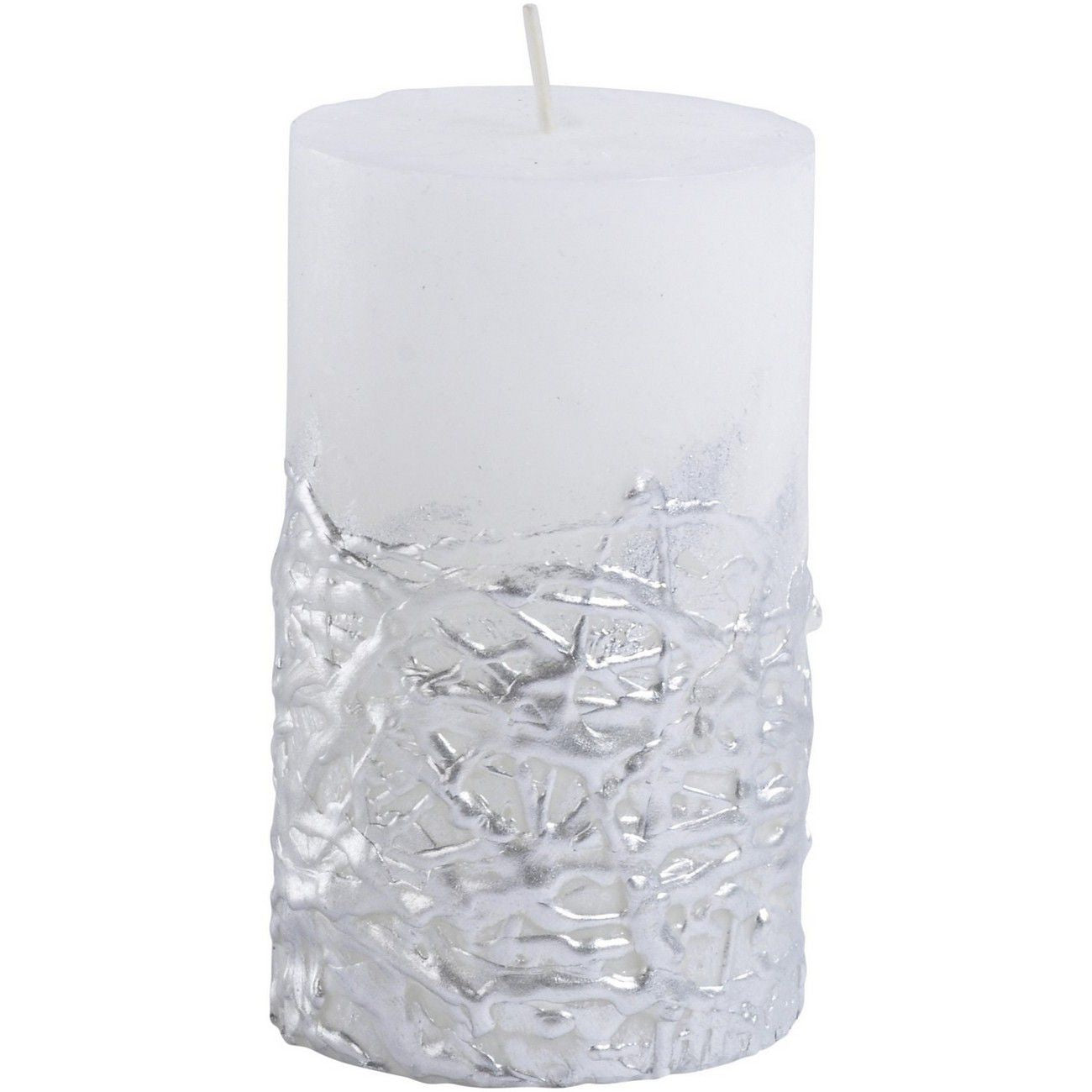 Libra White Candle With Textured Silver Base 7×12cm