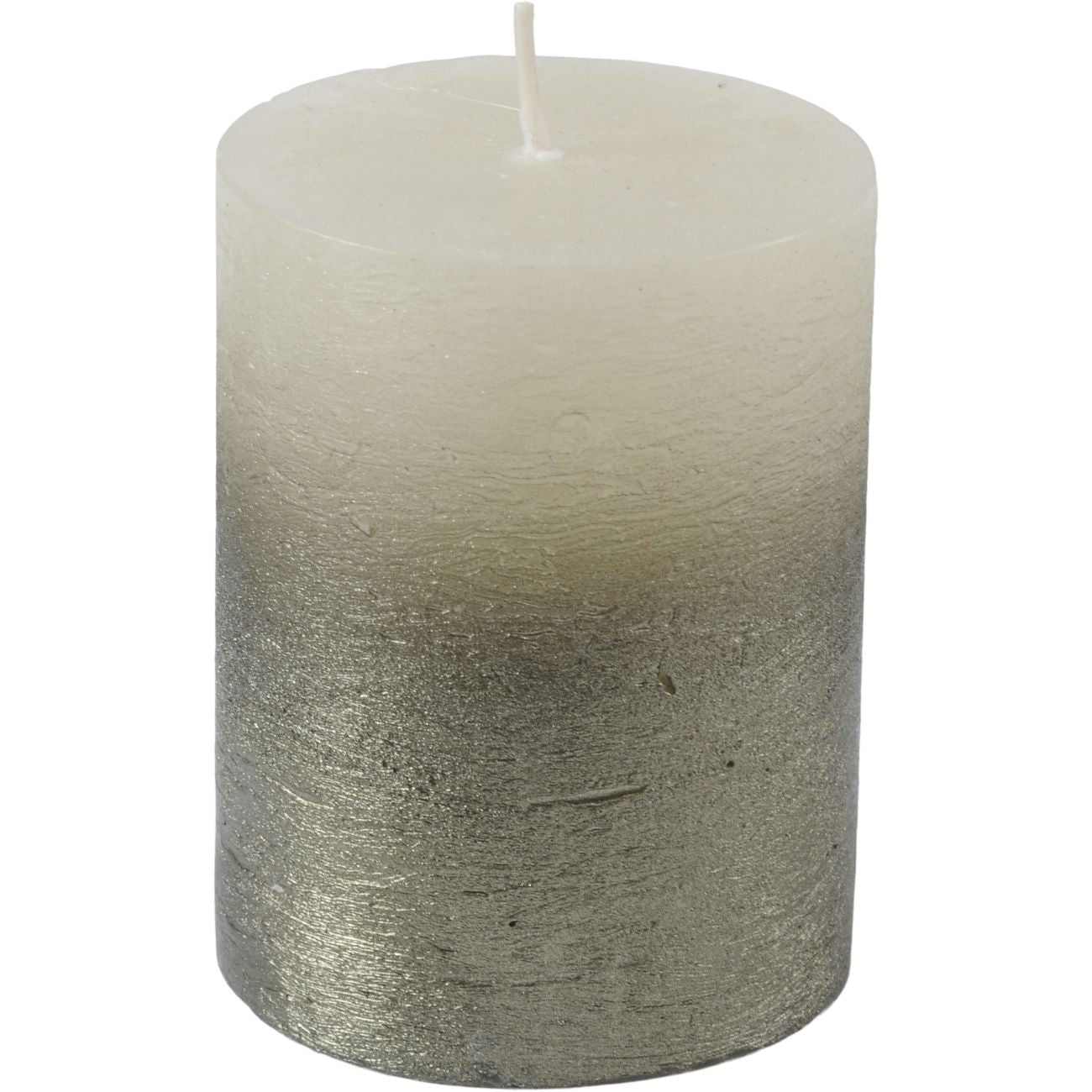 Libra White Pillar Candle With Metallic Green Ombre Base 10x10cm