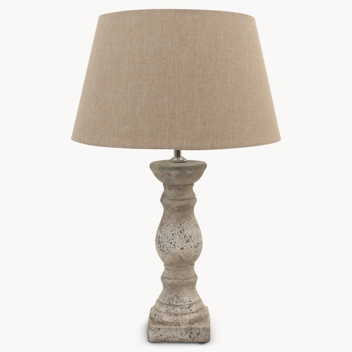 Balustrade Stone Lamp with Linen Shade - Small